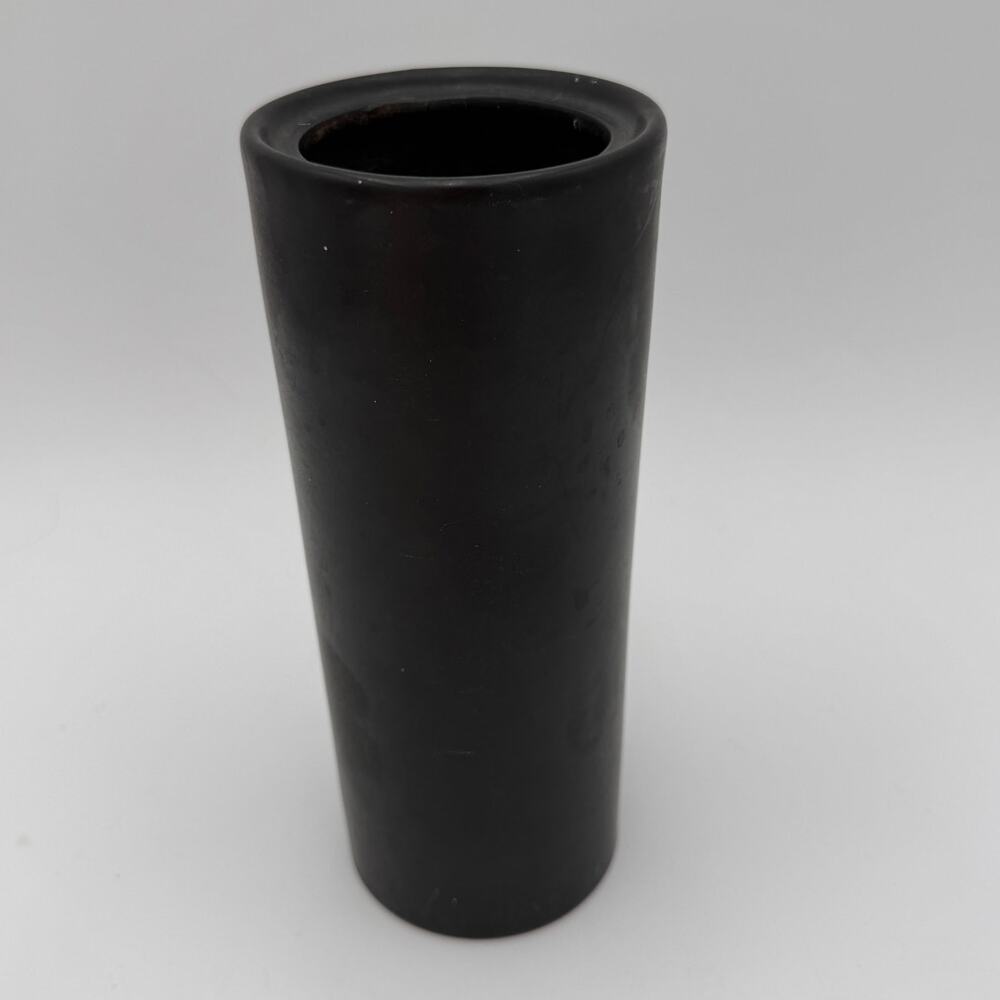 MCM Hyalyn Pottery Black Vase Cylindrical Modern Planter 8 x 3.25 inch Vintage